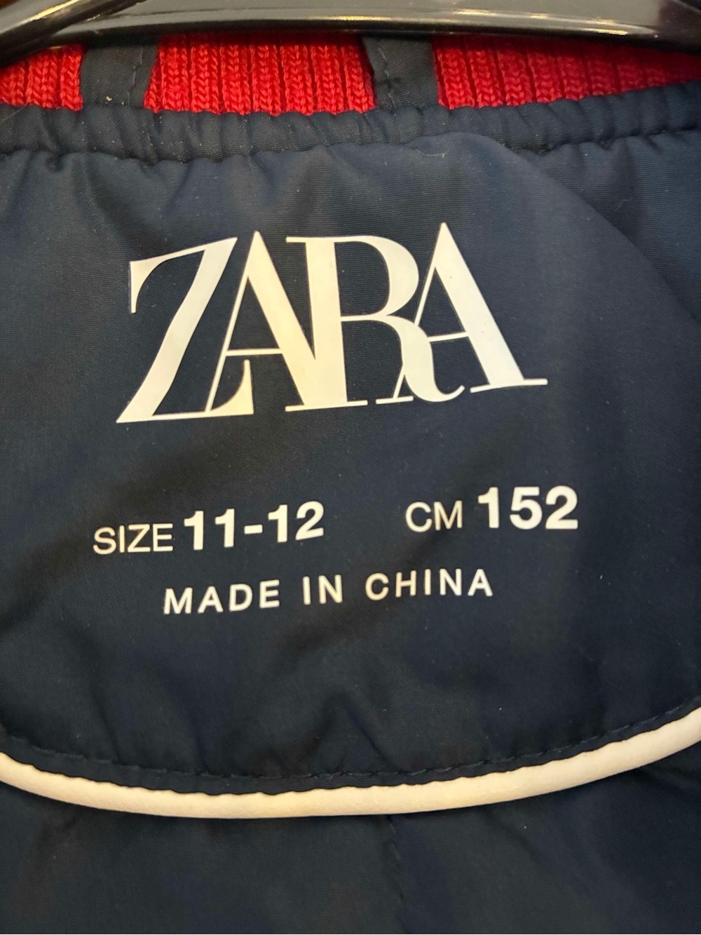 Zara Navy Jacket with White Logo and Red Trim - Picture 3 of 3